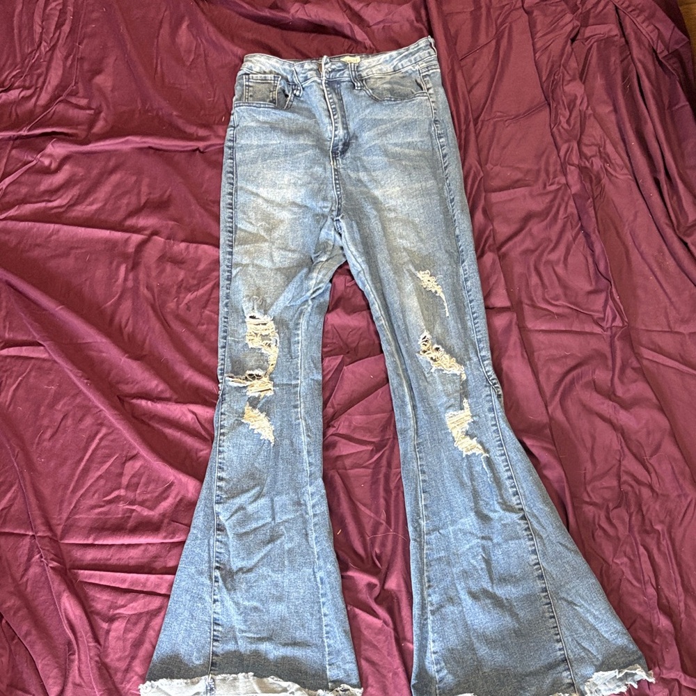 Rue21 Distressed Blue Flare Jeans